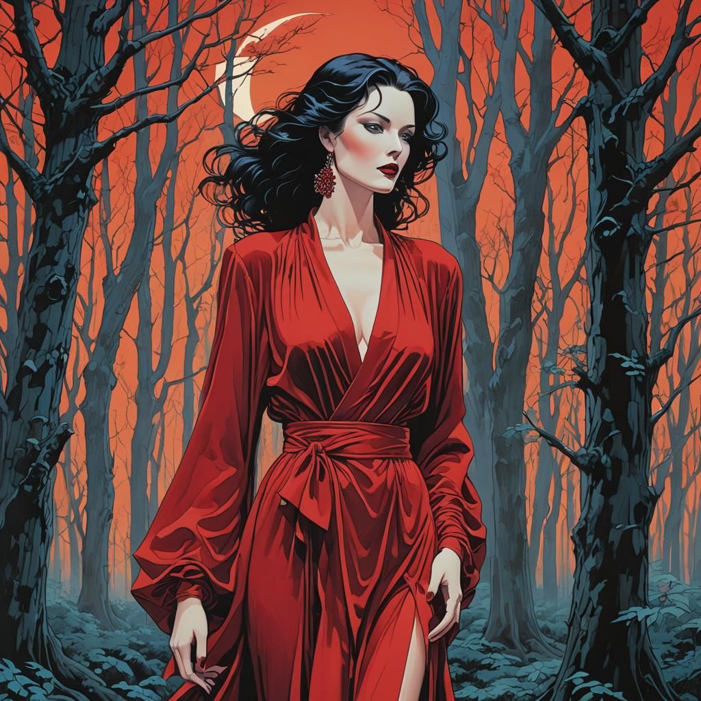 Woman and Castle in Nagel and Royo Style