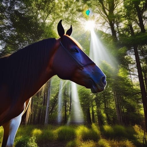 Surreal Horse Portrait with Extended Tongue
