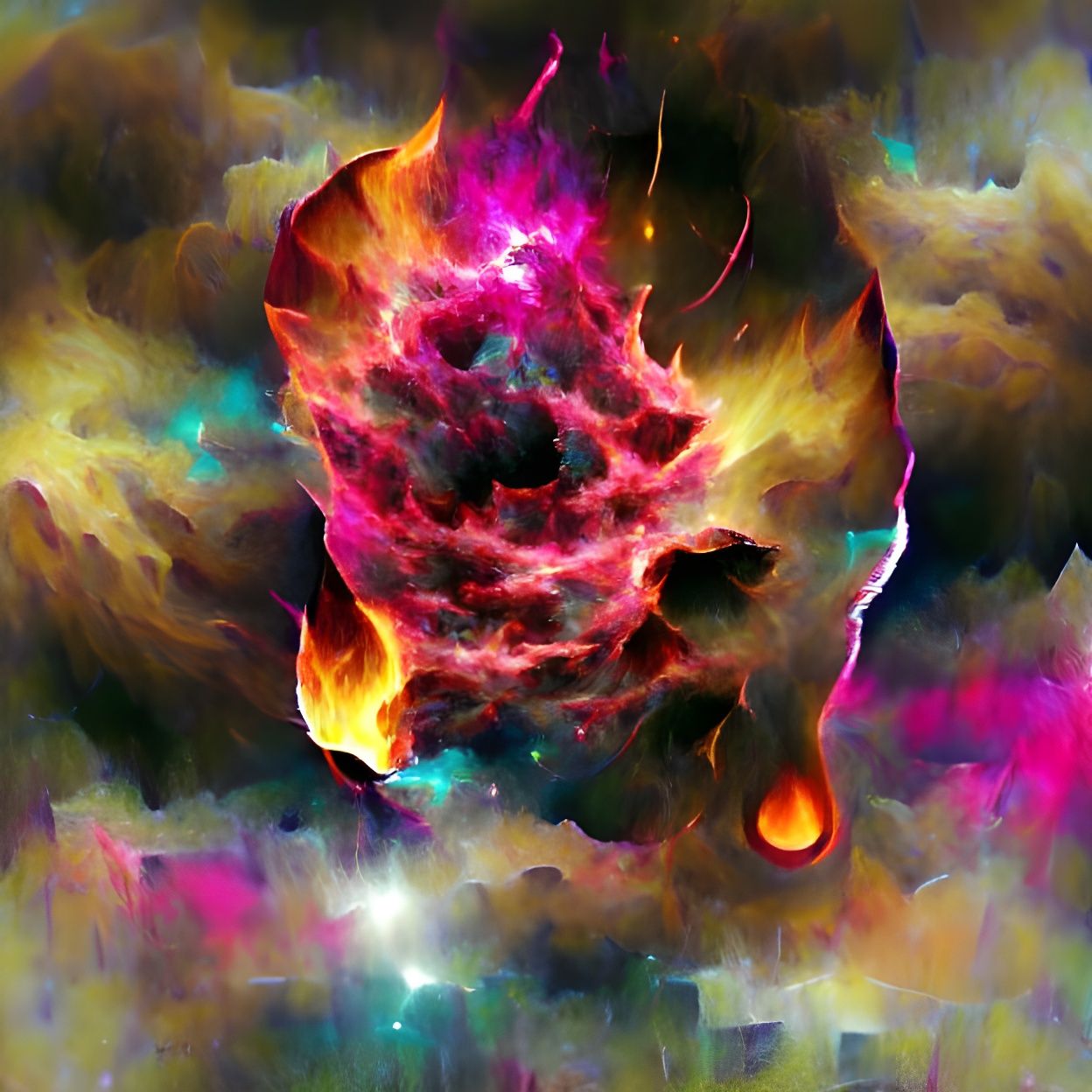 Burning Nebula in Deep Space