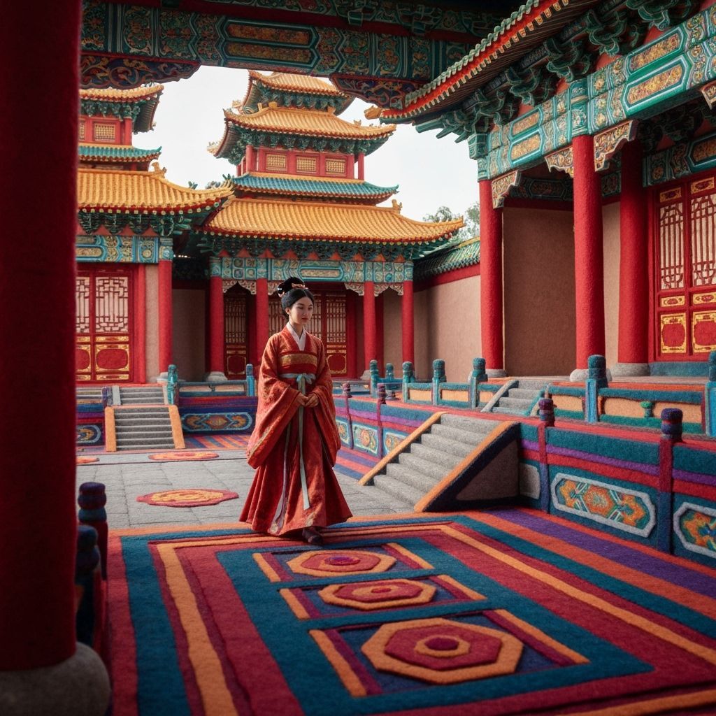 Felt Chinese Imperial Palace Scene