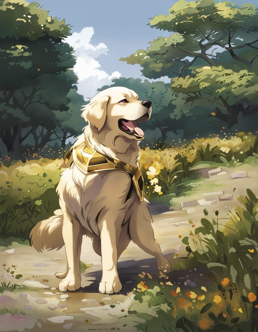anime golden retriever