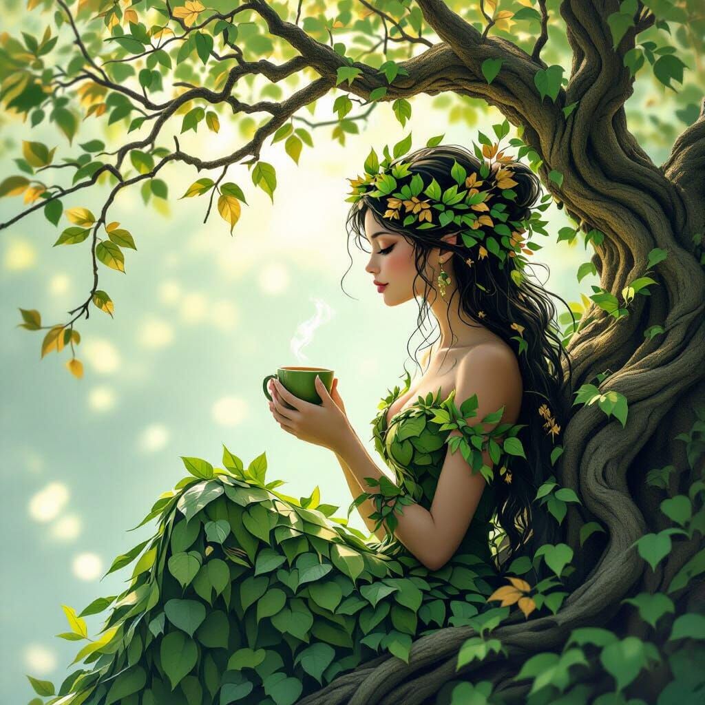 Elegantly Posed Woman Made of Nature