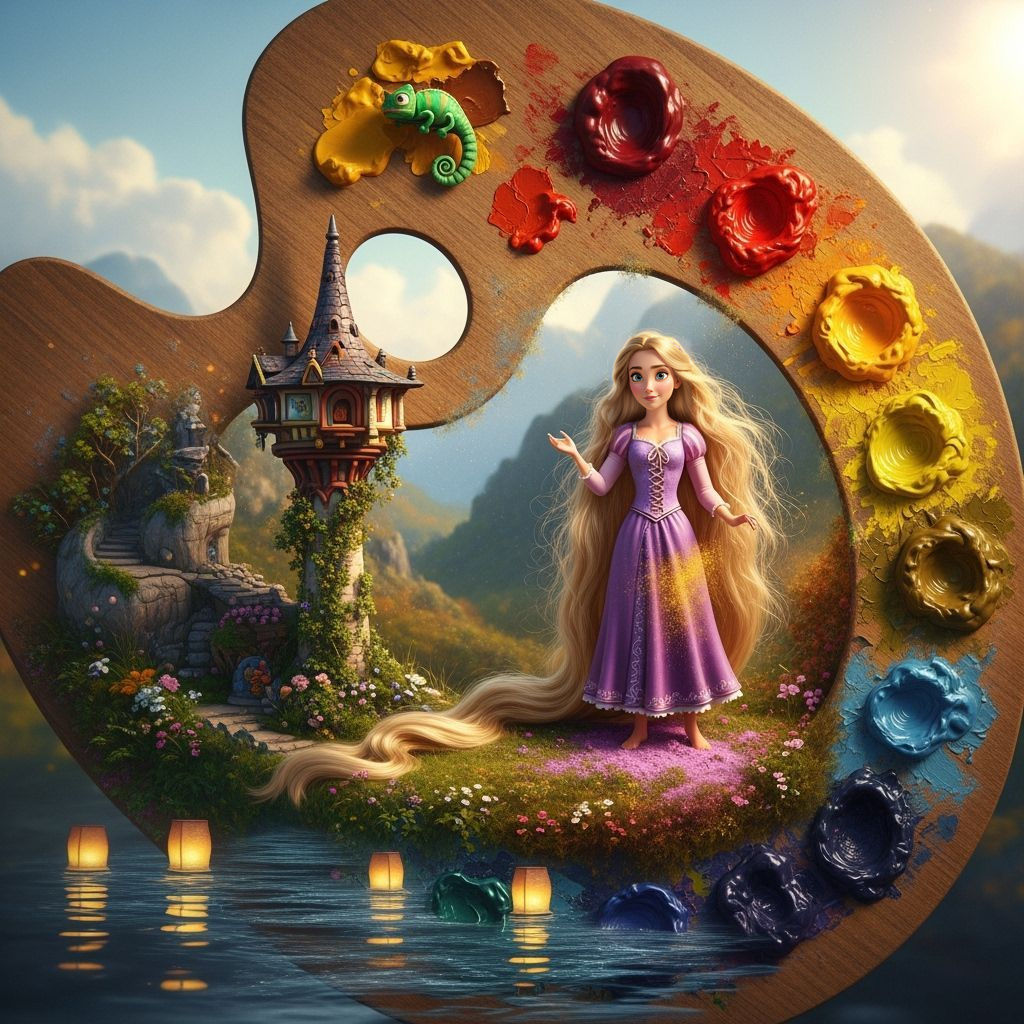 Rapunzel's Impressionist Palette: A Disney Fantasy