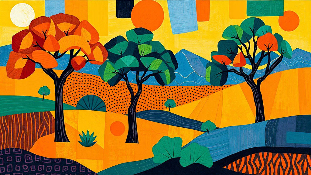 Proto-Cubist Landscape Inspired by African Culture
