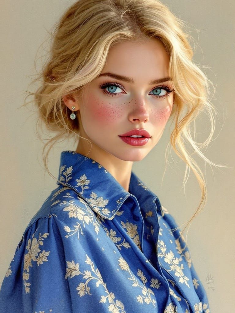 Sophisticated Vintage Illustration of Confident Woman with A...