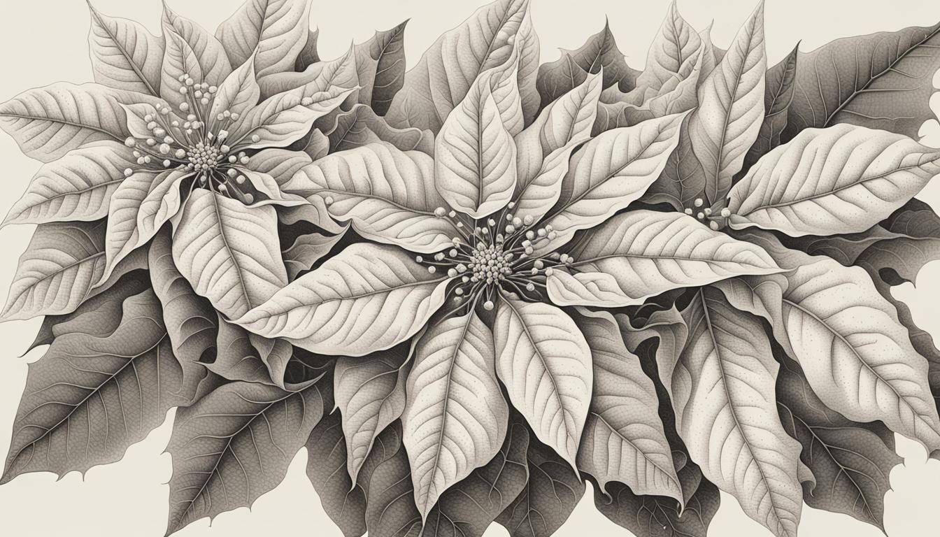 Detailed Botanical Illustration of a Poinsettia Bloom