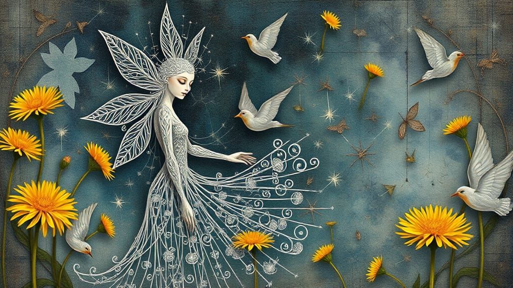 Delicate Star Being Amidst Whimsical Nature Scene