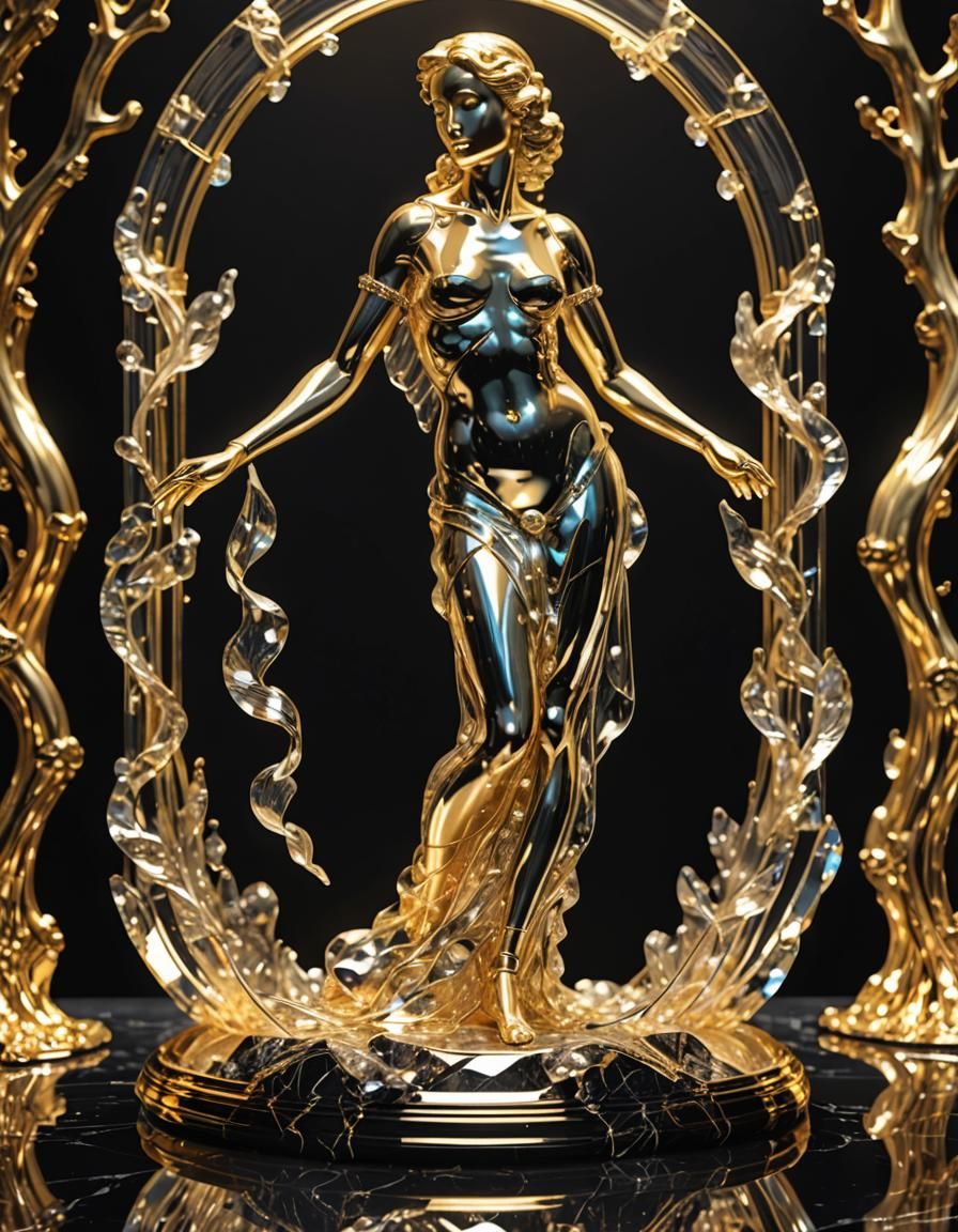 Crystal Venus Statue with Art Deco Elements