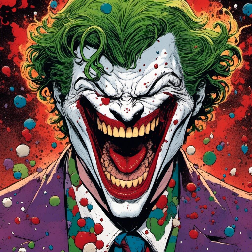 The Joker Laughing at Eternity's Joke in Comic Style