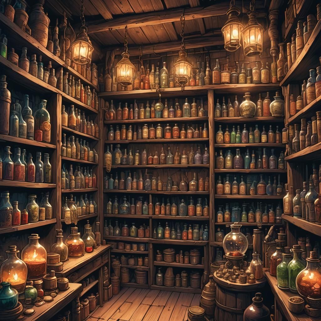 Ratkin Potion Shop in Comic Book Style