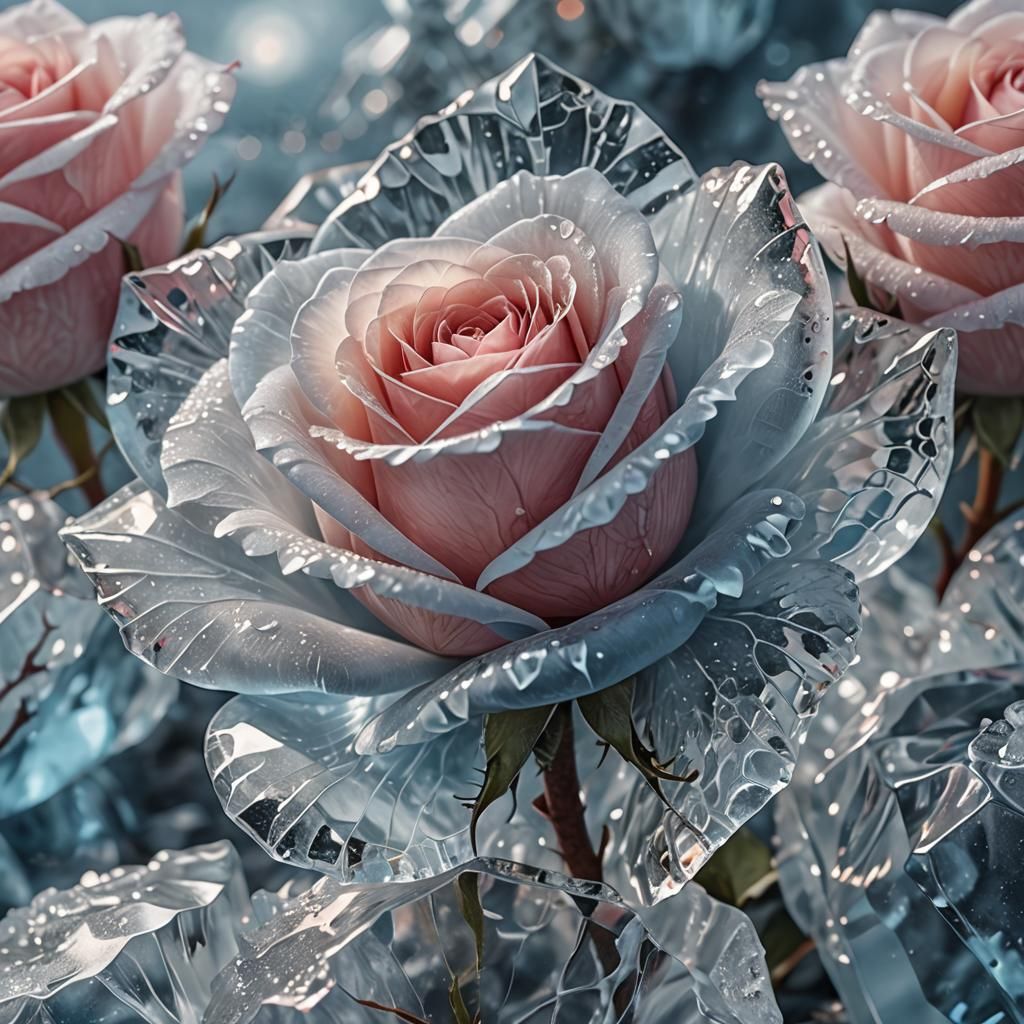 Rose Frozen in Ice: Photorealistic Digital Art