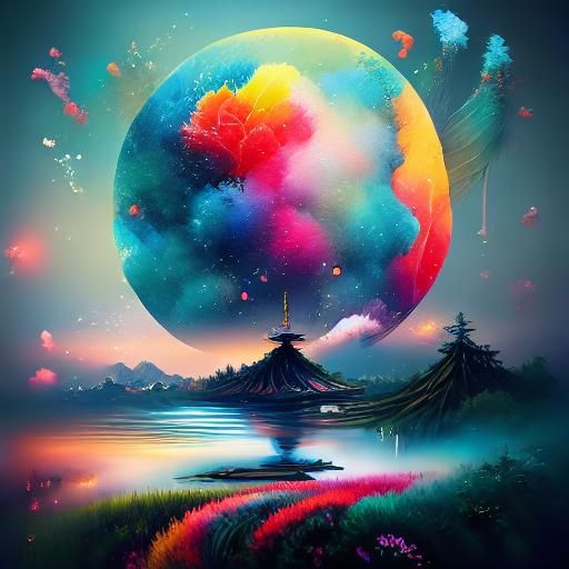 Person with Chinese Tattoo in Ink Wash Style