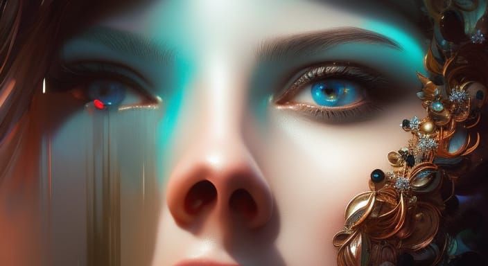 Broken Mirror Landscape: Hyperrealistic Digital Portrait