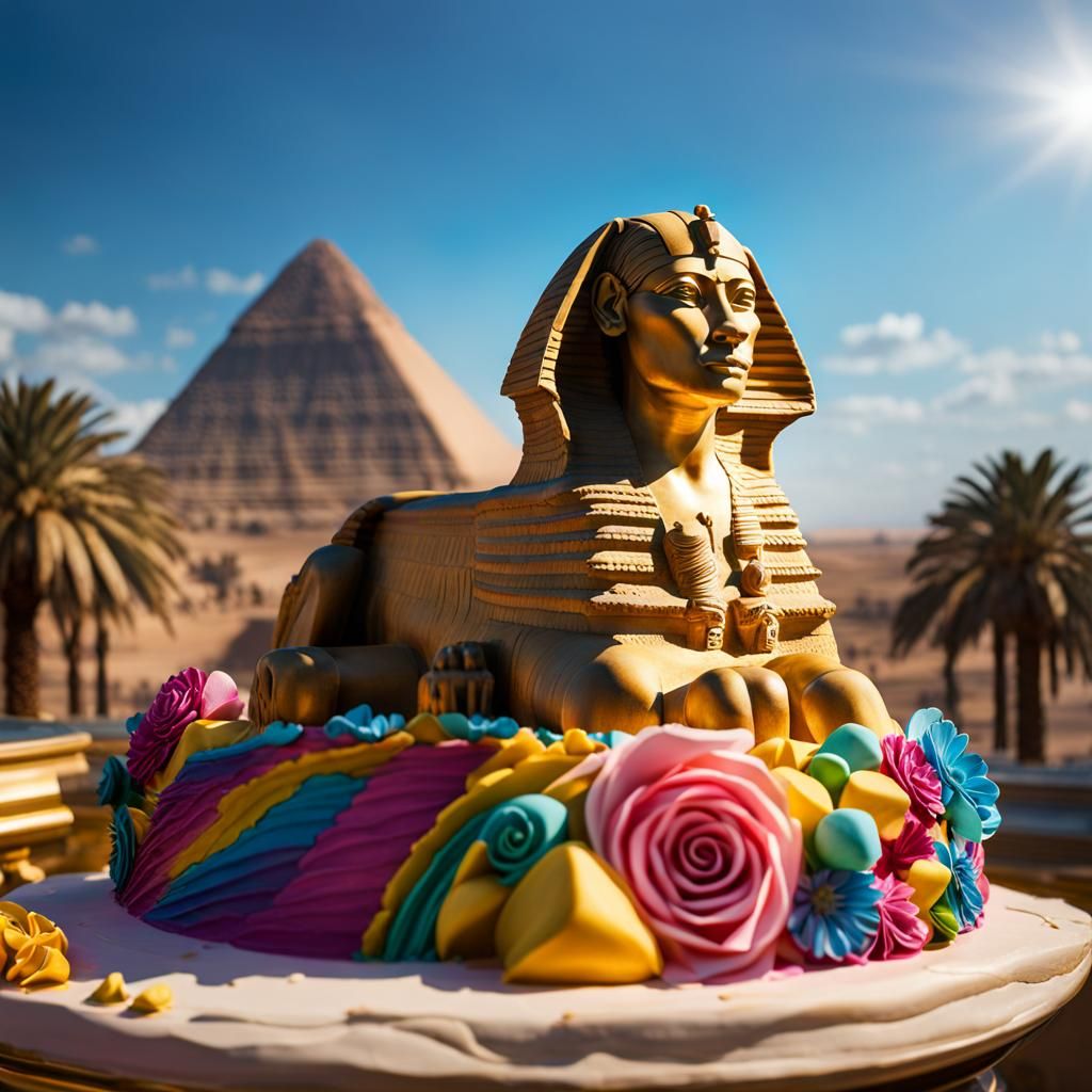 Great Sphinx Cake: Hyperrealistic Photography