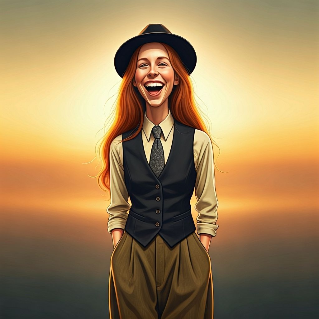 Quirky Editorial Illustration of Woman in 70s Fashion