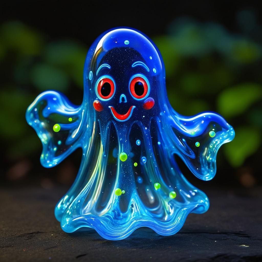 Bioluminescent Glass Ghost Celebrates Followers in Neon Glit...