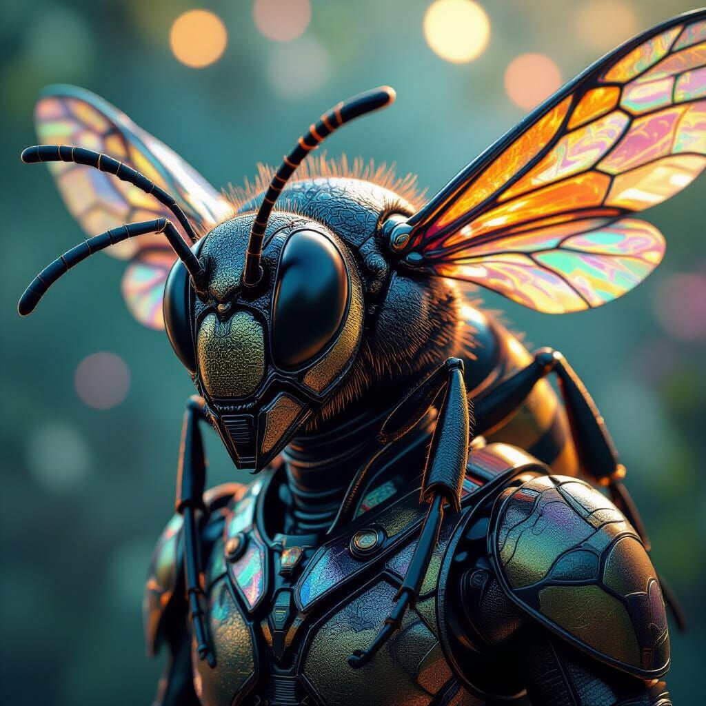 Monster Wasp Portrait in Art Nouveau Style