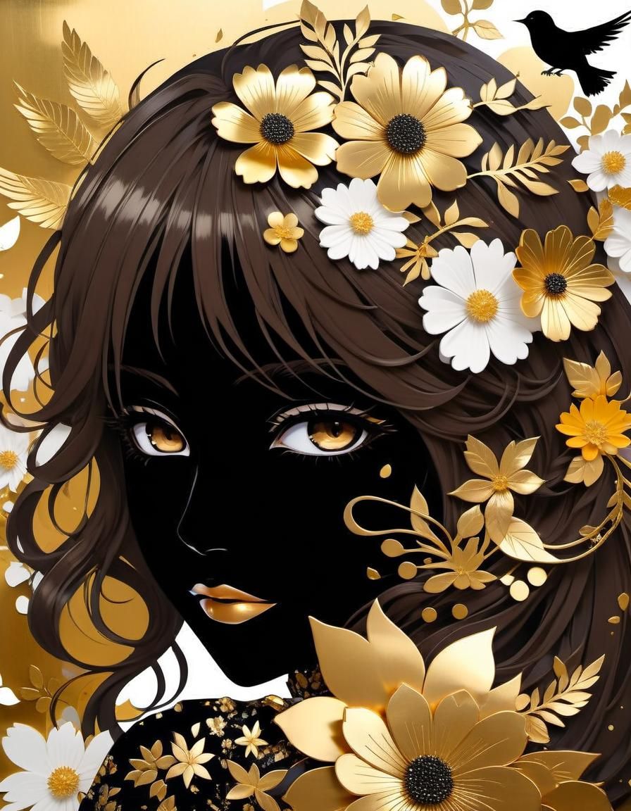 Anime Girl in Gold Dress: Painterly Speedpaint