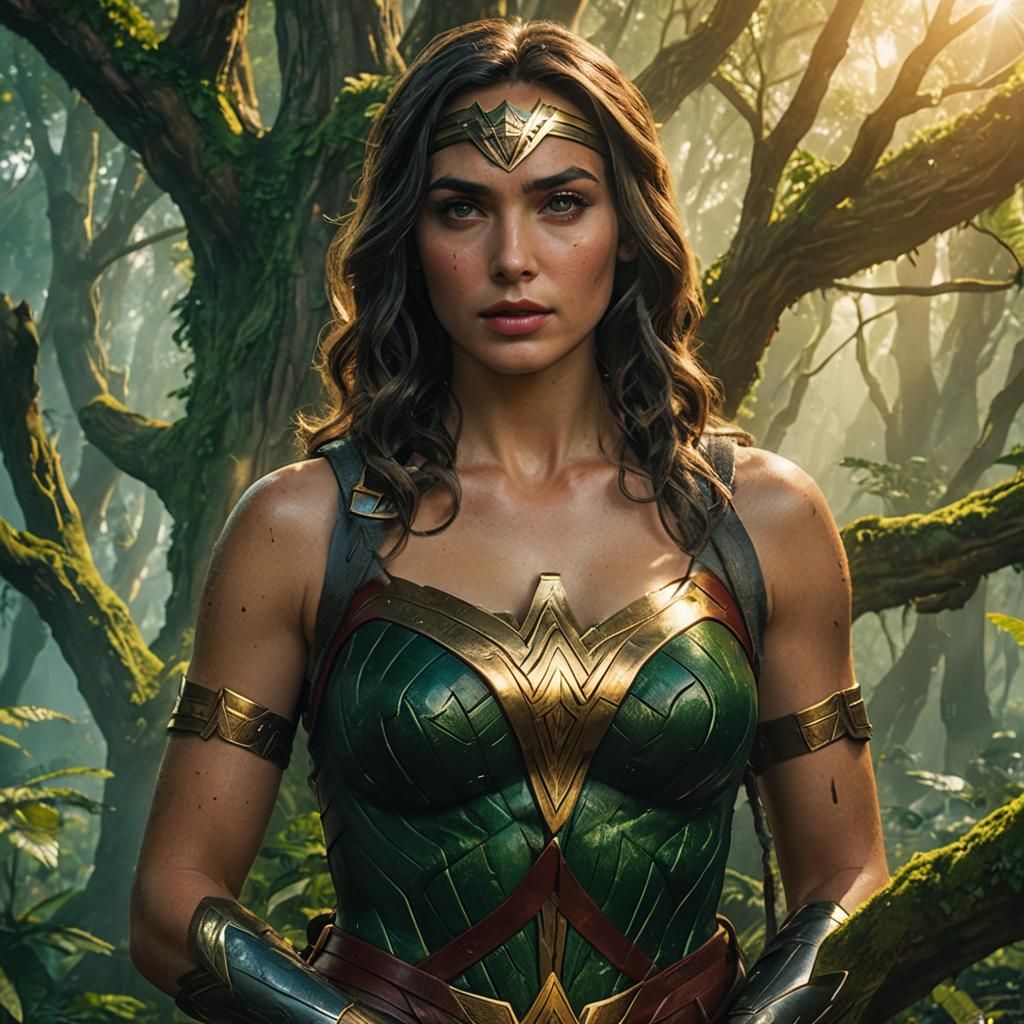 Ana de Armas as Wonder Woman in Mystical Forest