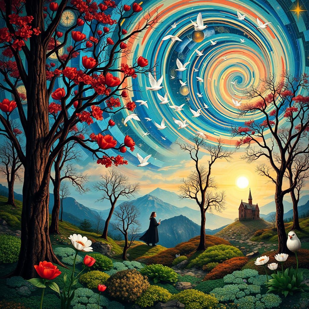 Psychedelic Galaxy Utopia in a Surrealist Style