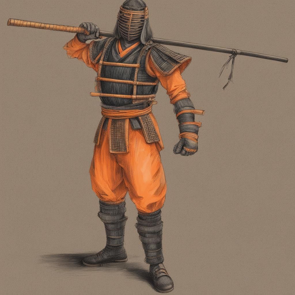Photorealistic Samurai Warrior with Kendo Mask