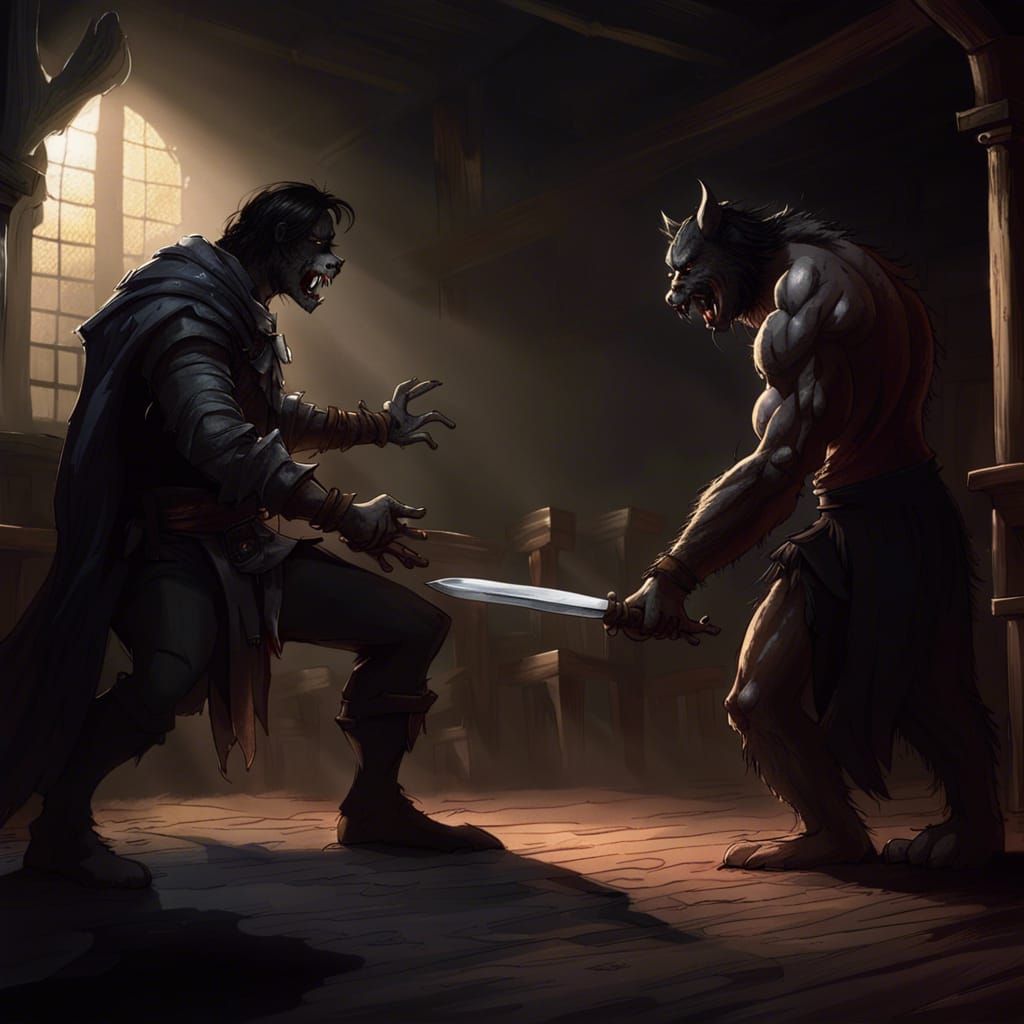 Knight and Demon Face Off in Tavern Brawl