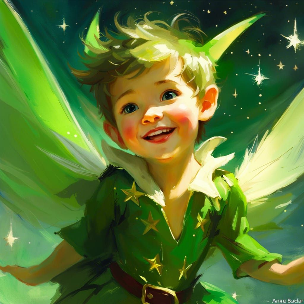Peter Pan Portrait Flying Above Neverland