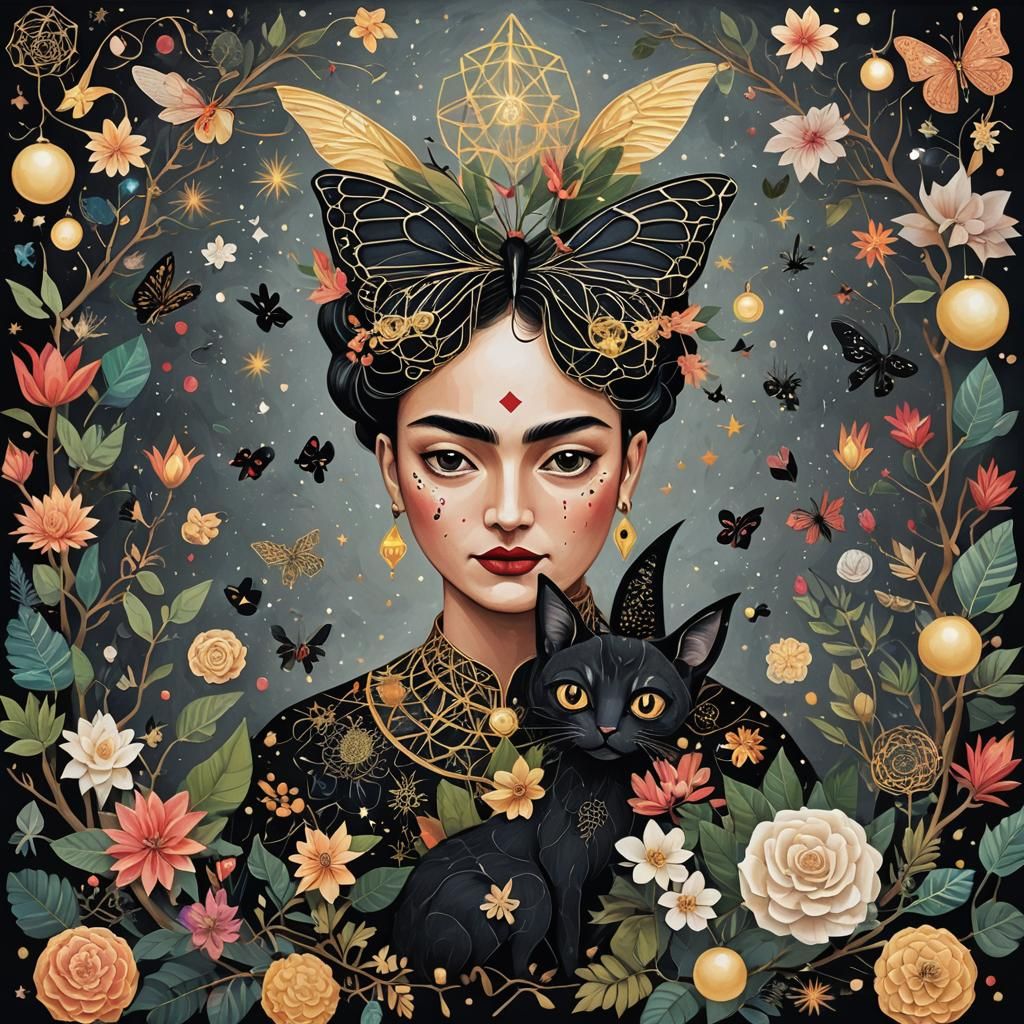 Surreal Christmas Card Creature in Mixed Styles