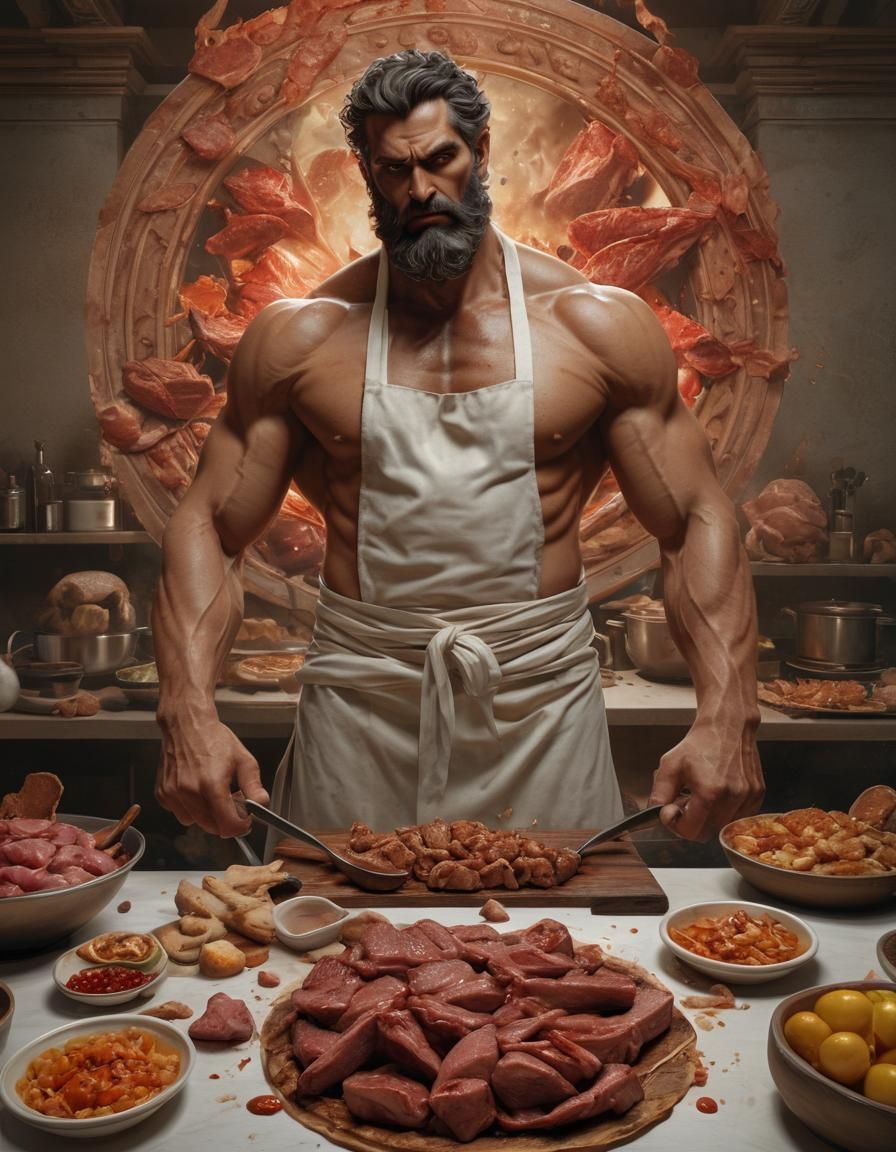 Hades Cooking Souls: Hyperrealistic Digital Art