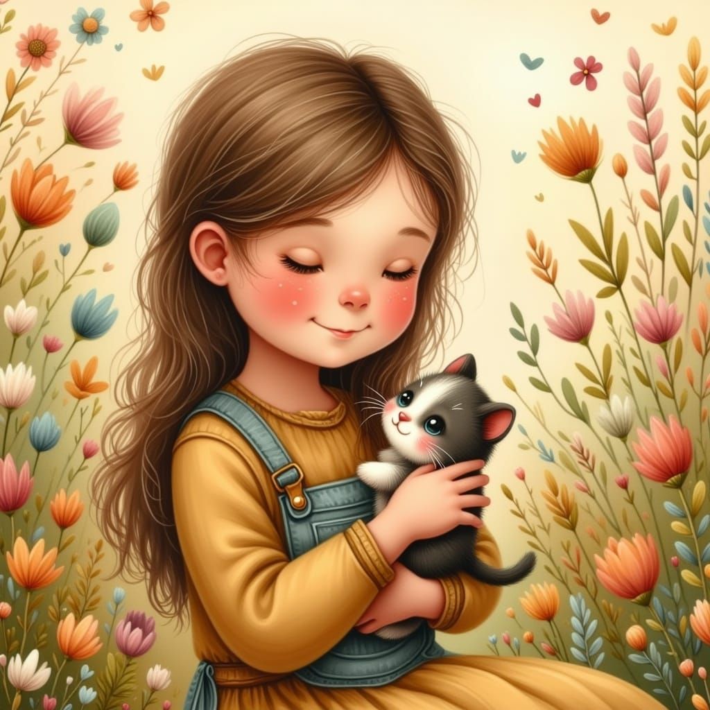 Caring Hands: A Naive Painting of Tenderness