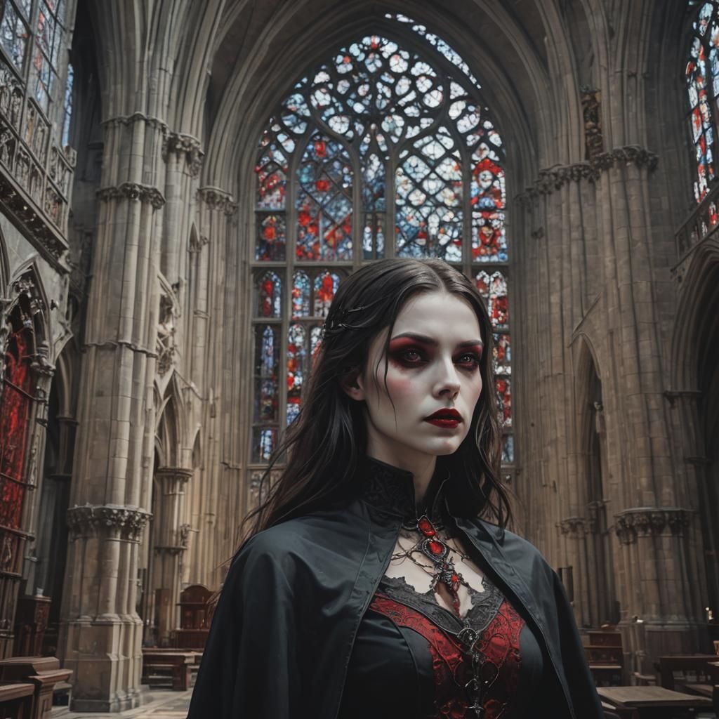 Vampire in Grayscale Cathedral
