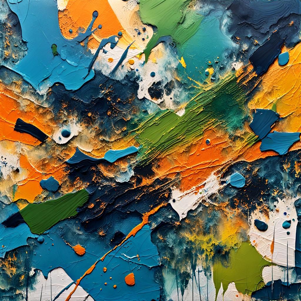 Abstract Fridge-Shark Collage in Mixed Media Style