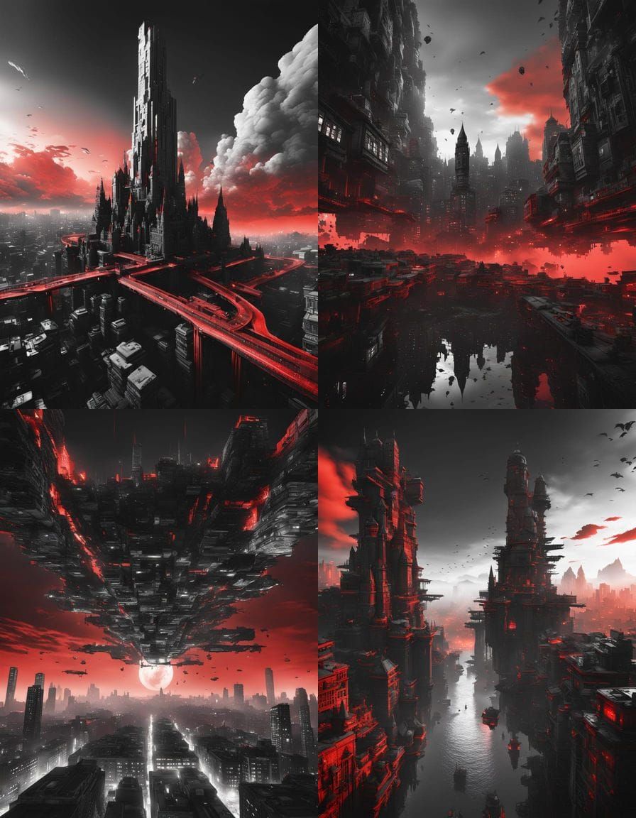 Dystopian Cityscape in Reverse Perspective