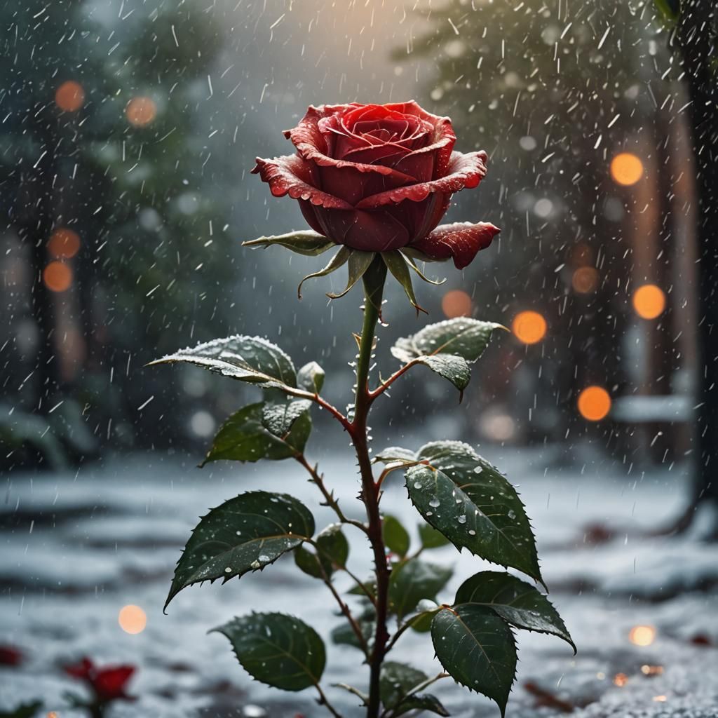 A Red Rose In The Sleet 🌹
