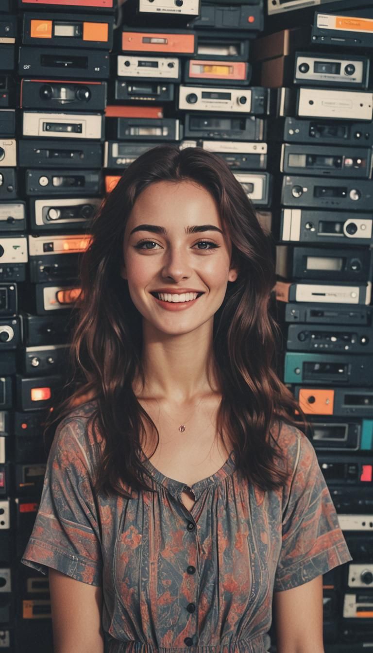 90s Retro Photo of a Smiling Girl