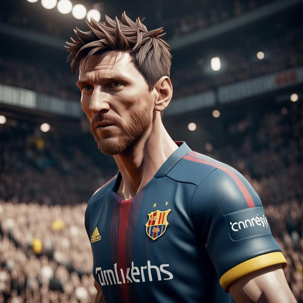 Messi in 3D Game Cinematic Style