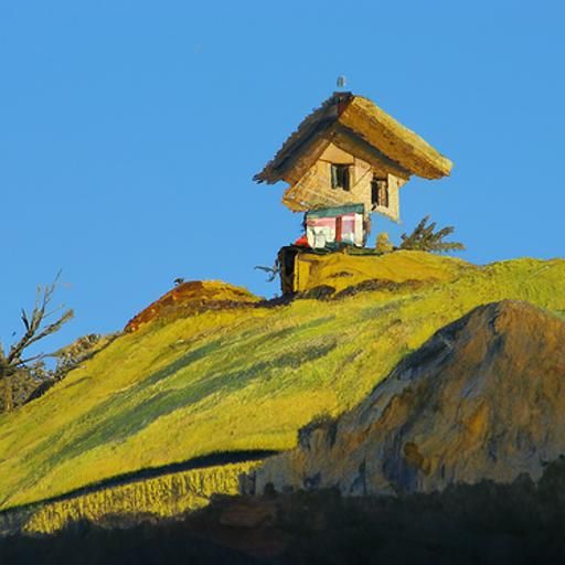 Old House on a Hill: Photorealistic Oil Painting