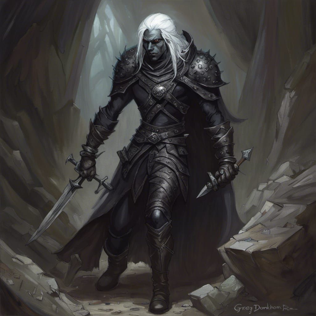 D&D Drow Rogue in Leather Armor