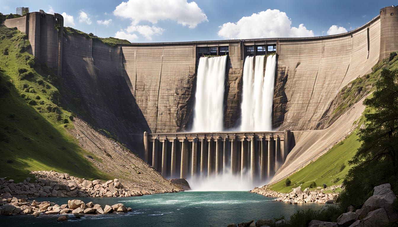 Spectacular Water Dam in a Futuristic Landscape