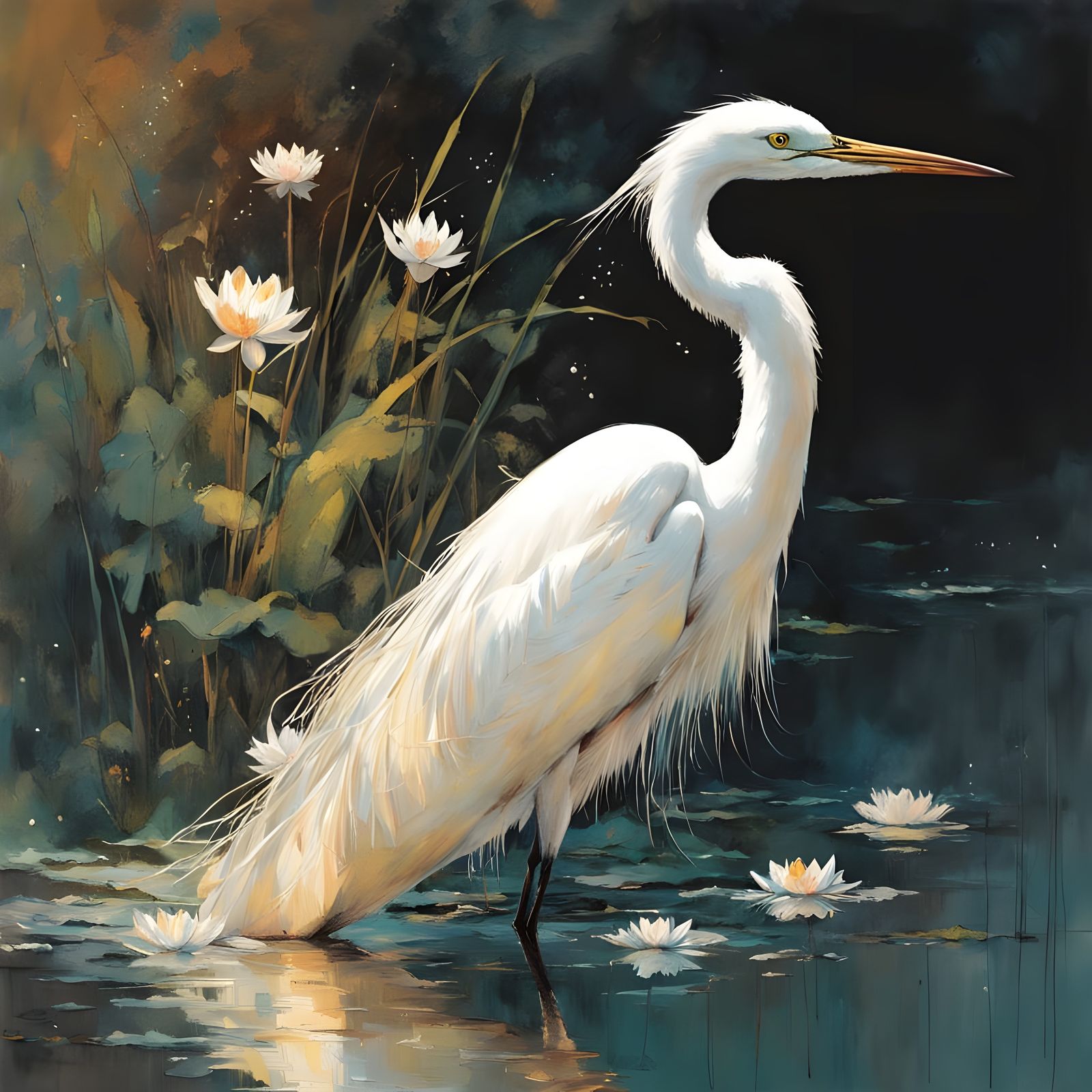 Elegant Egret in Sunrise Glow