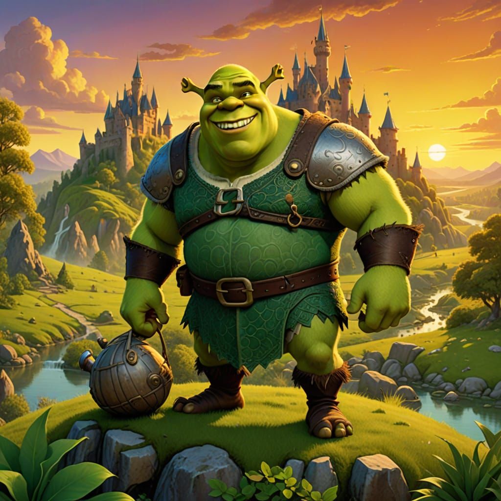 Shrek Movie Poster in Vibrant Fantasy Art Style