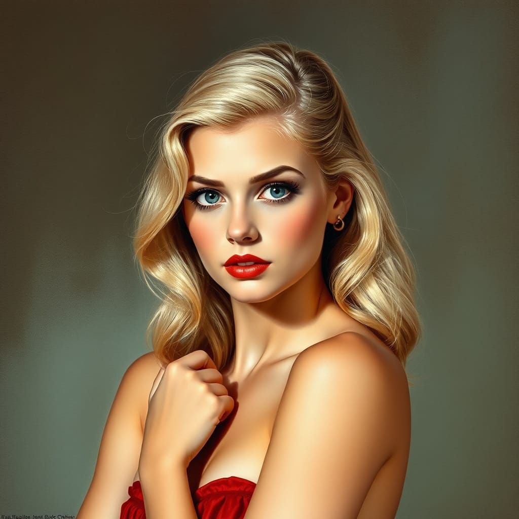 Stunning 1950s Pin-Up in Tonalist Style