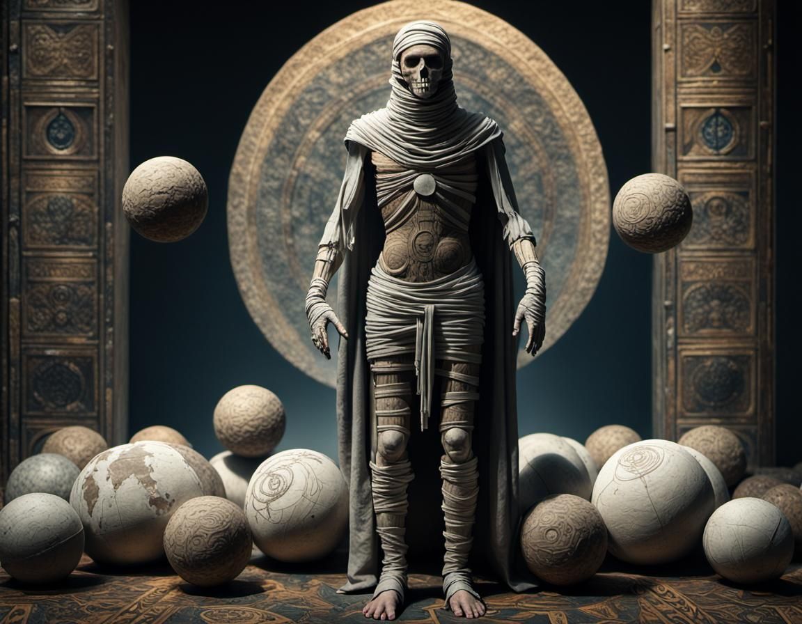 Mummified Man in Celestial 3D Collage