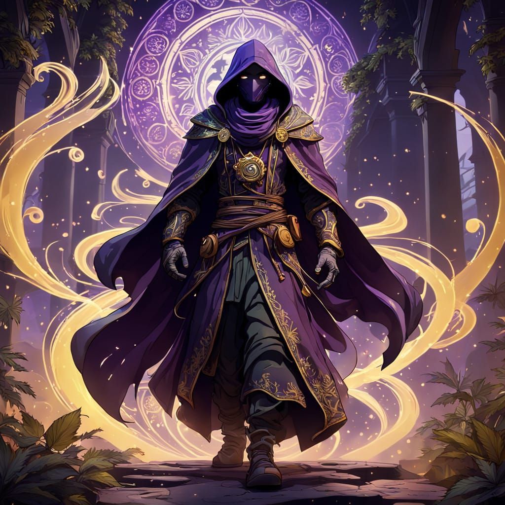 Mystical Stoner Cartoon Character in Art Nouveau Style