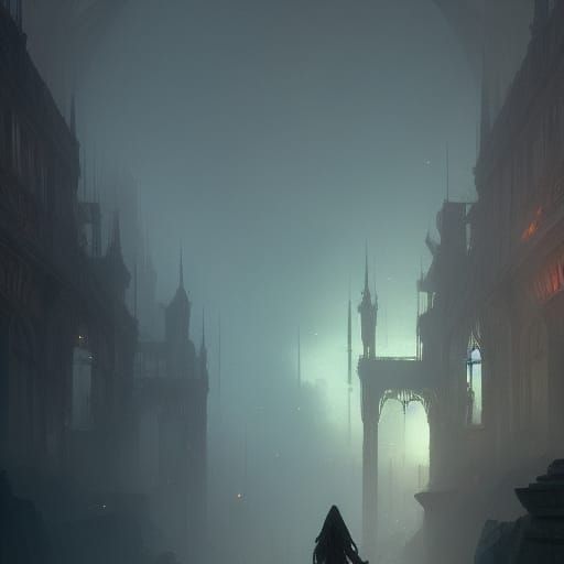 Dark Fantasy Masterpiece in Purple and Yellow