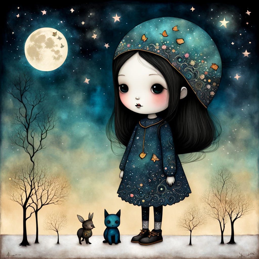 The Moonlit Adventure of Luna and Her Starry Friends