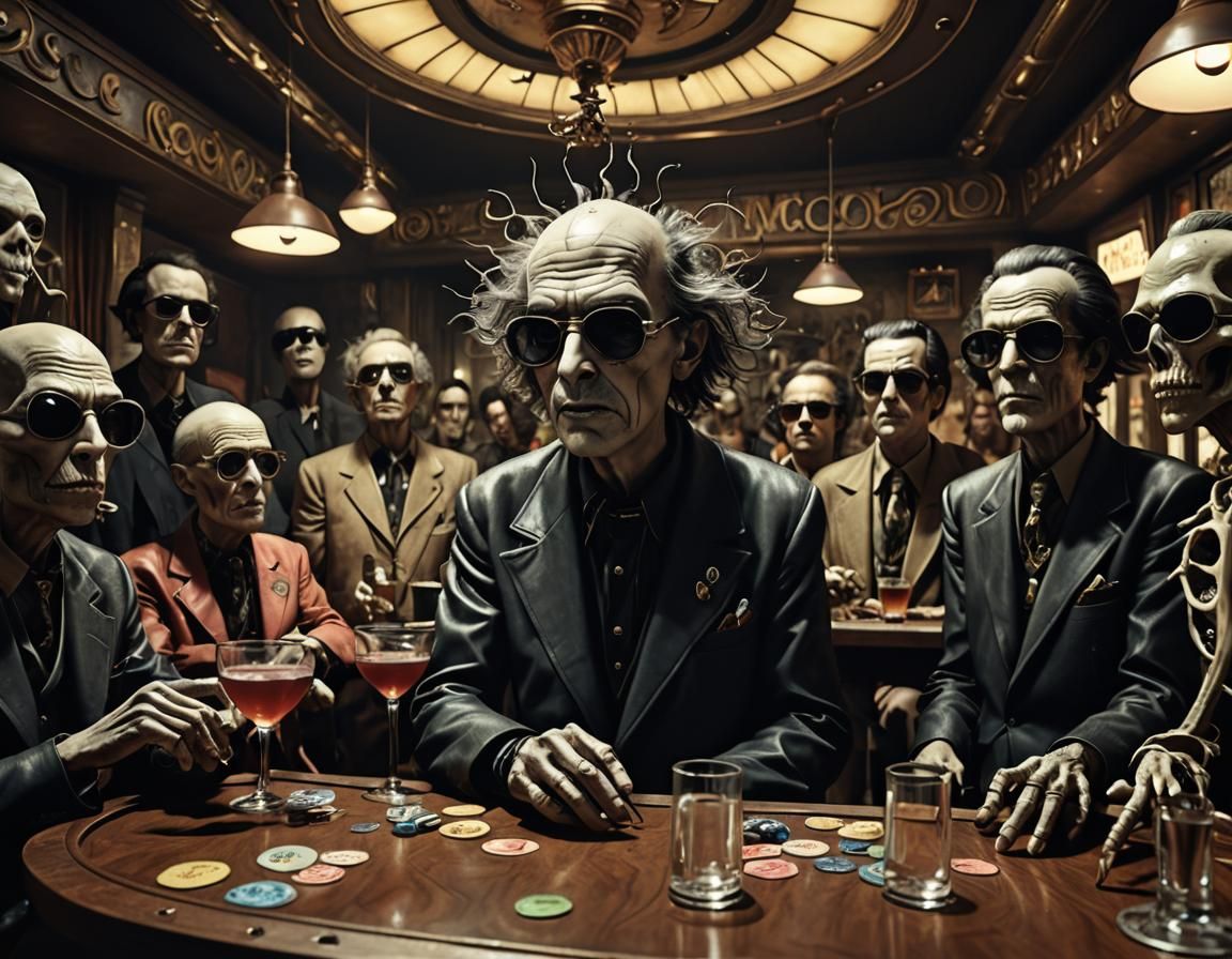 Surreal Bar Scene in Dark Fantasy Style
