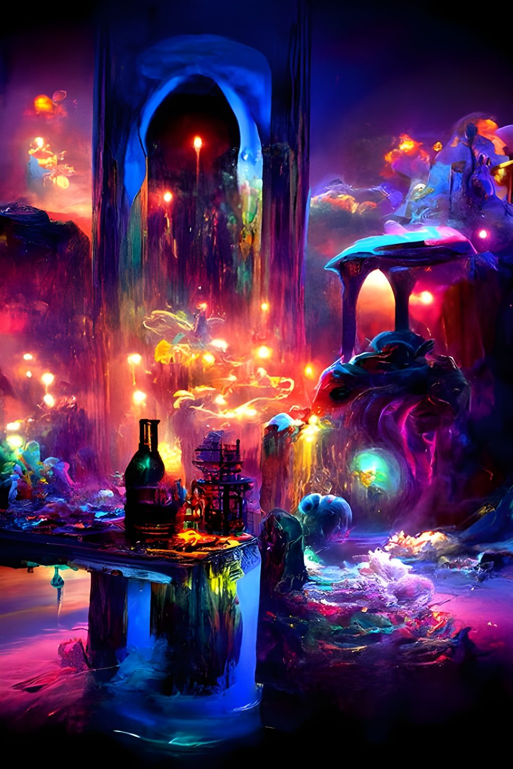Mystical Alchemy Lab with Bioluminescent Lights