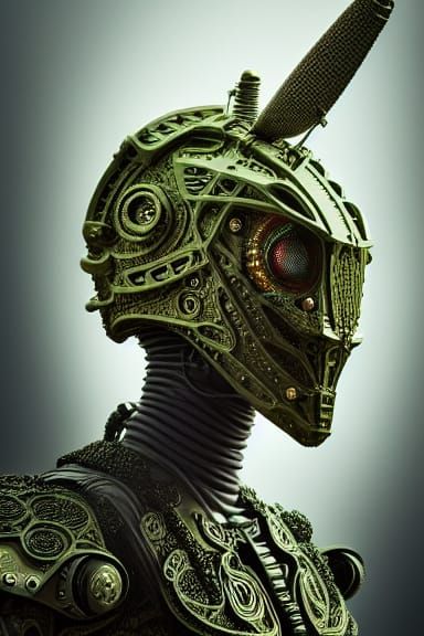 Sci-Fi Grasshopper Robot in Dark Fantasy Style