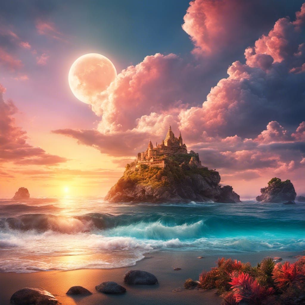 Cosmic Beach: Ethereal Fantasy in 8K